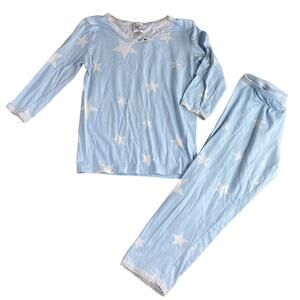 Girl’s Esme Star Pajamas Sz 12 Blue 2 Piece Set Crop Pants 1/4 Sleeve Top